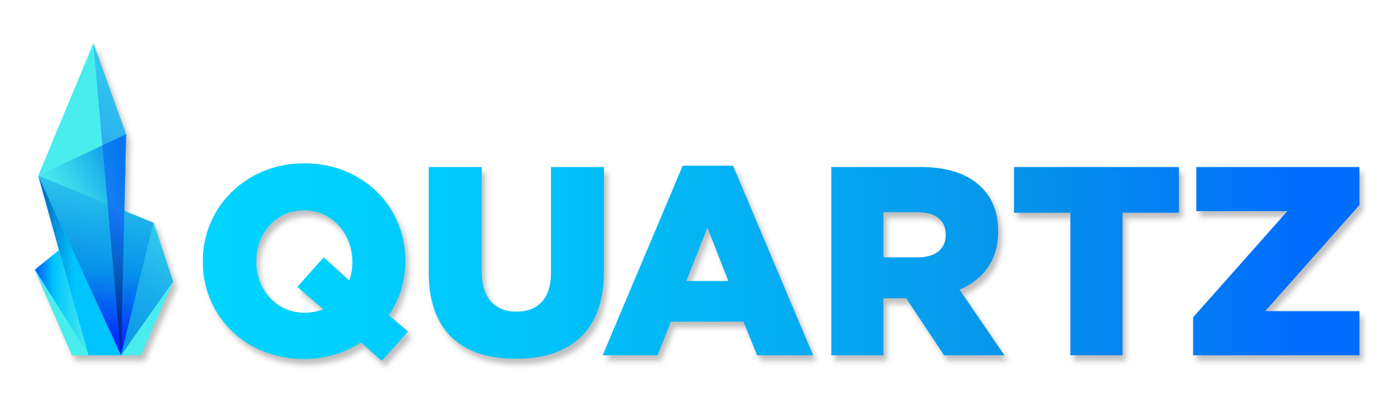 The Quartz logo: a blue crystal beside the word QUARTZ in blue capital letters